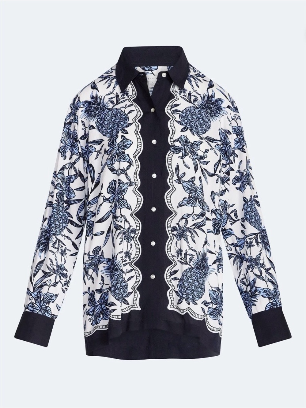 NWT Free Assembly Pineapple Print Shirt with Long Sleeves, XXL